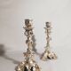 Pair of candlesticks restored to silver leaf