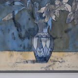 Grand Tableau aquarelle pastel et encre signé Maria Blackey 1997