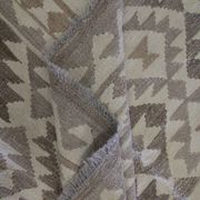 Beige cream scandinavian style kilim handmade flat-woven wool area rug- 198x155cm