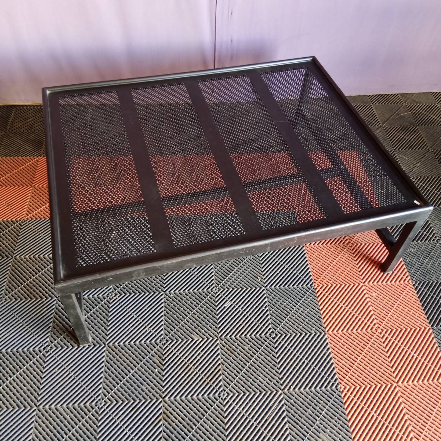 Large industrial metal coffee table