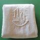 Drap ancien en lin monogrammé 3,40x2,20 m