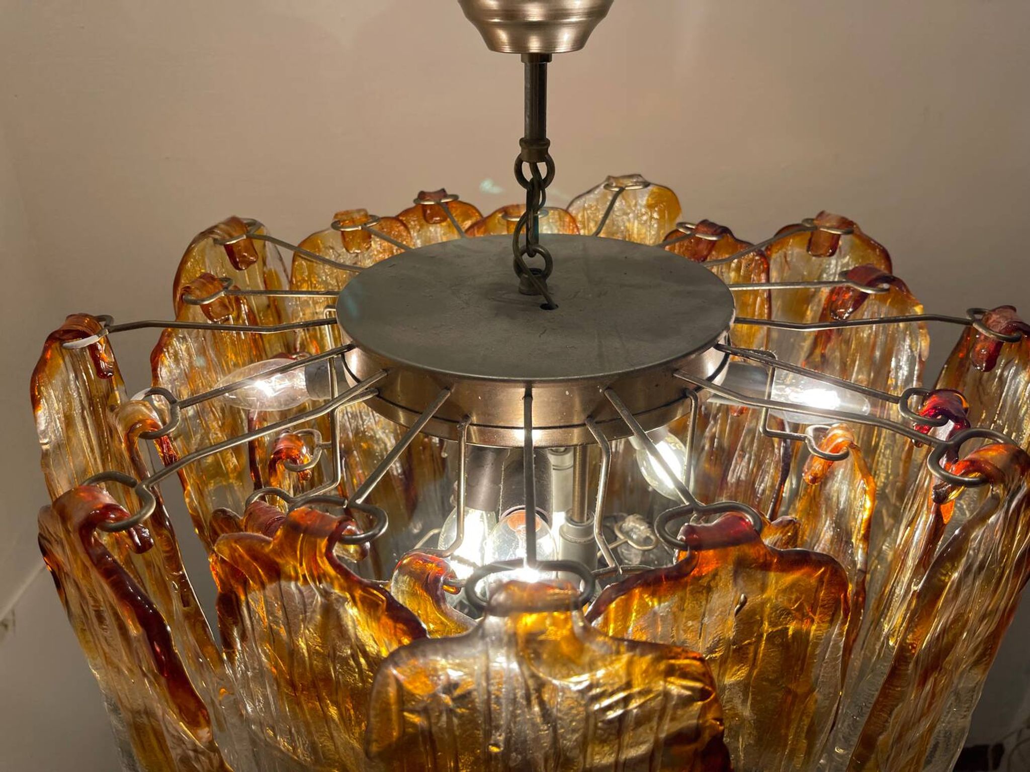 Large Murano Glass Chandelier 1970’s by Mazzega
