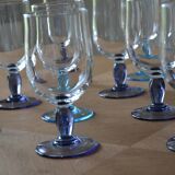 12 verres sur pied bleu et mauve