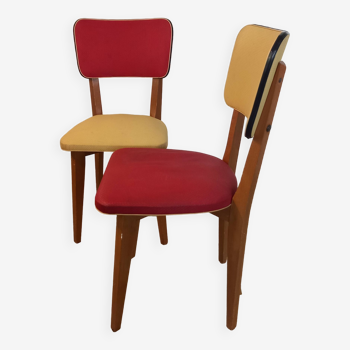 Paire de chaises bicolores années 50 's