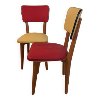 Paire de chaises bicolores années 50 's