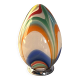 White Egg Small Lamp With Multicolored Reeds in Glass