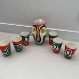 Service (vase et verres en céramique émaillée) signé Roland Brice