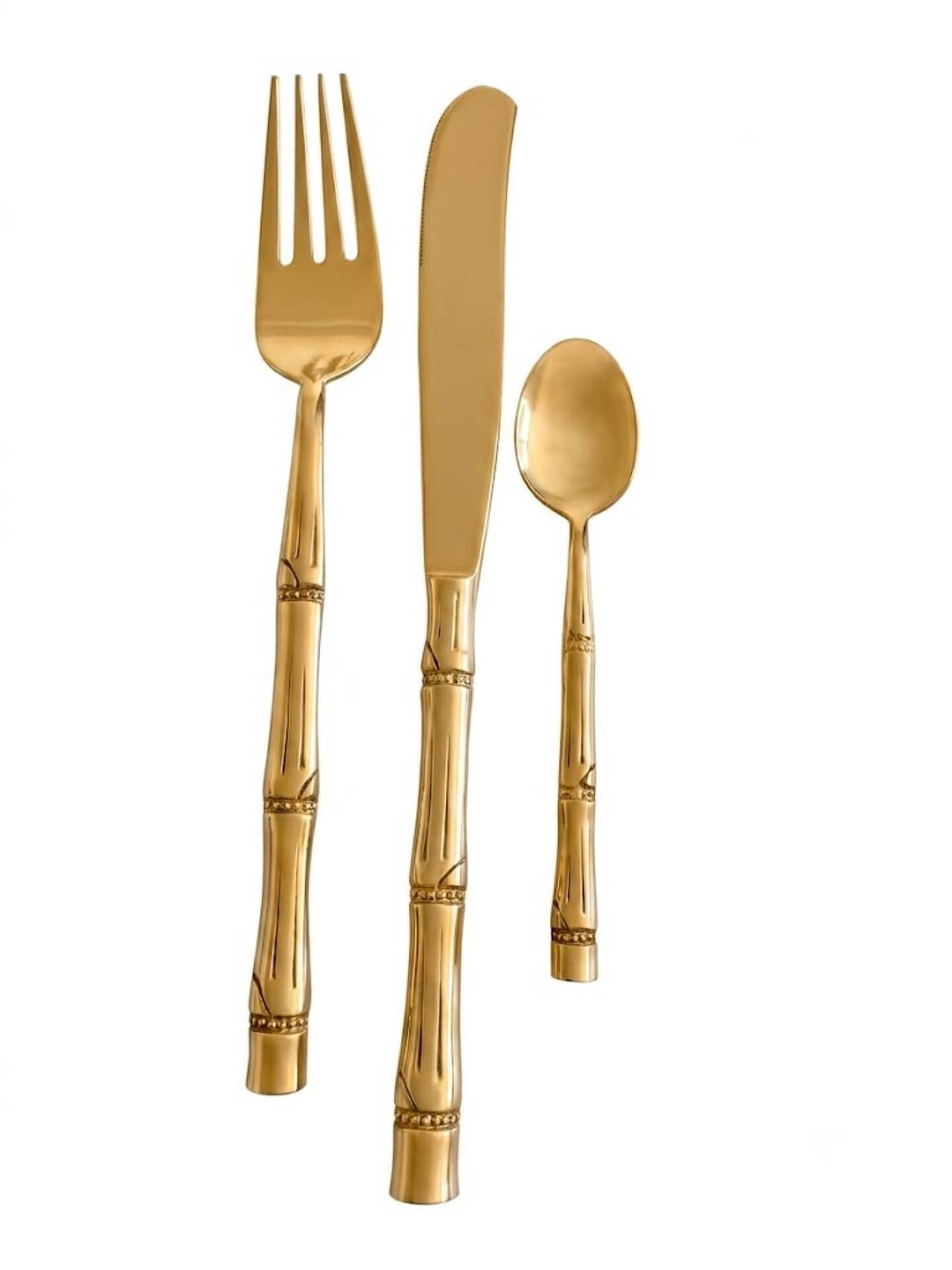 Ménagère complète Nickel Bronze doré Bambou coffret Vintage