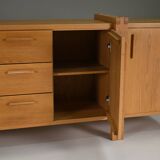 Large brustalist oak sideboard, Belgium.