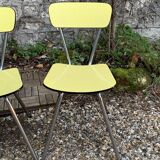 Chaises Formica jaune  pieds compas 1950