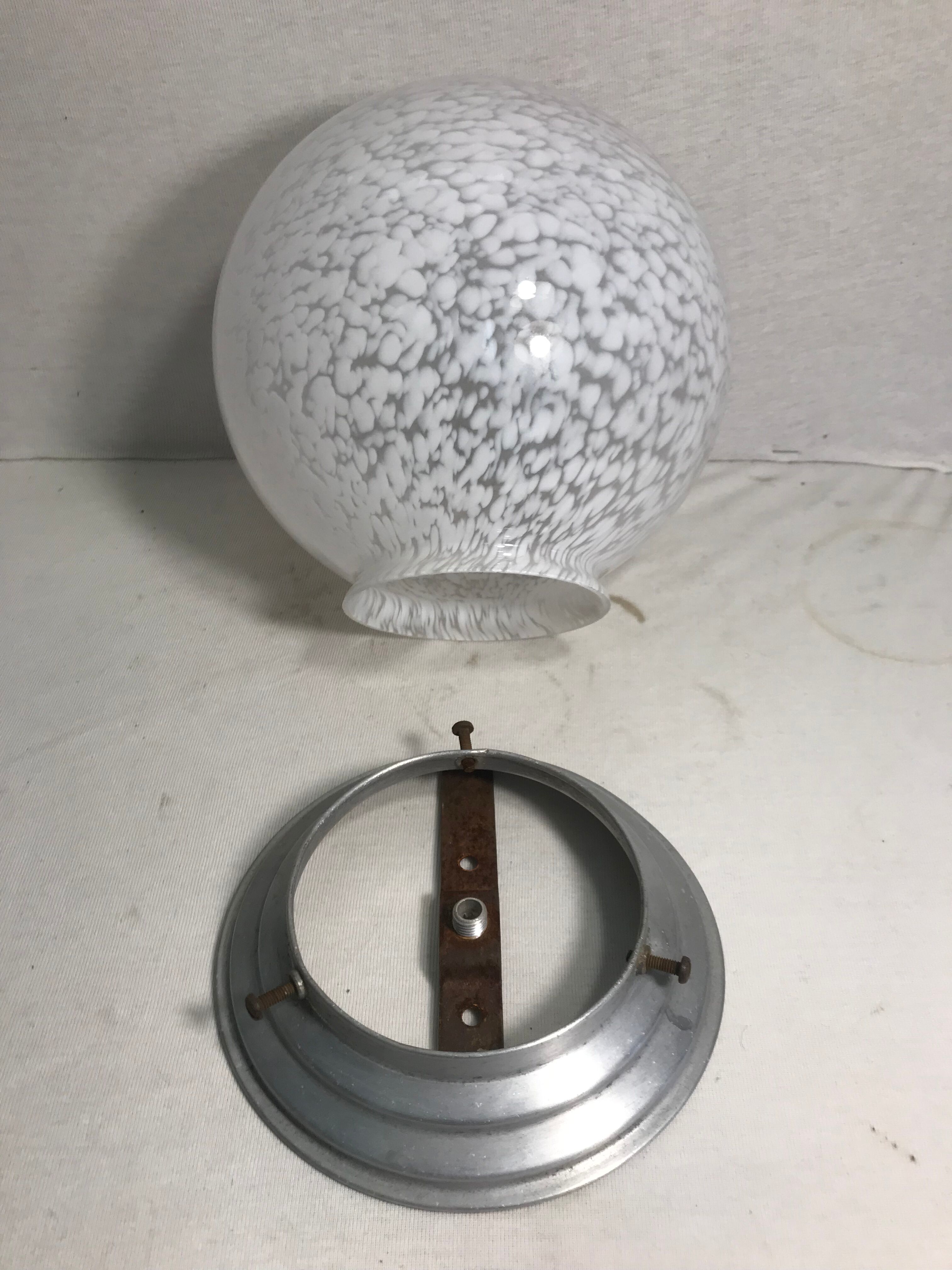 Old ceiling lamp ball white glass