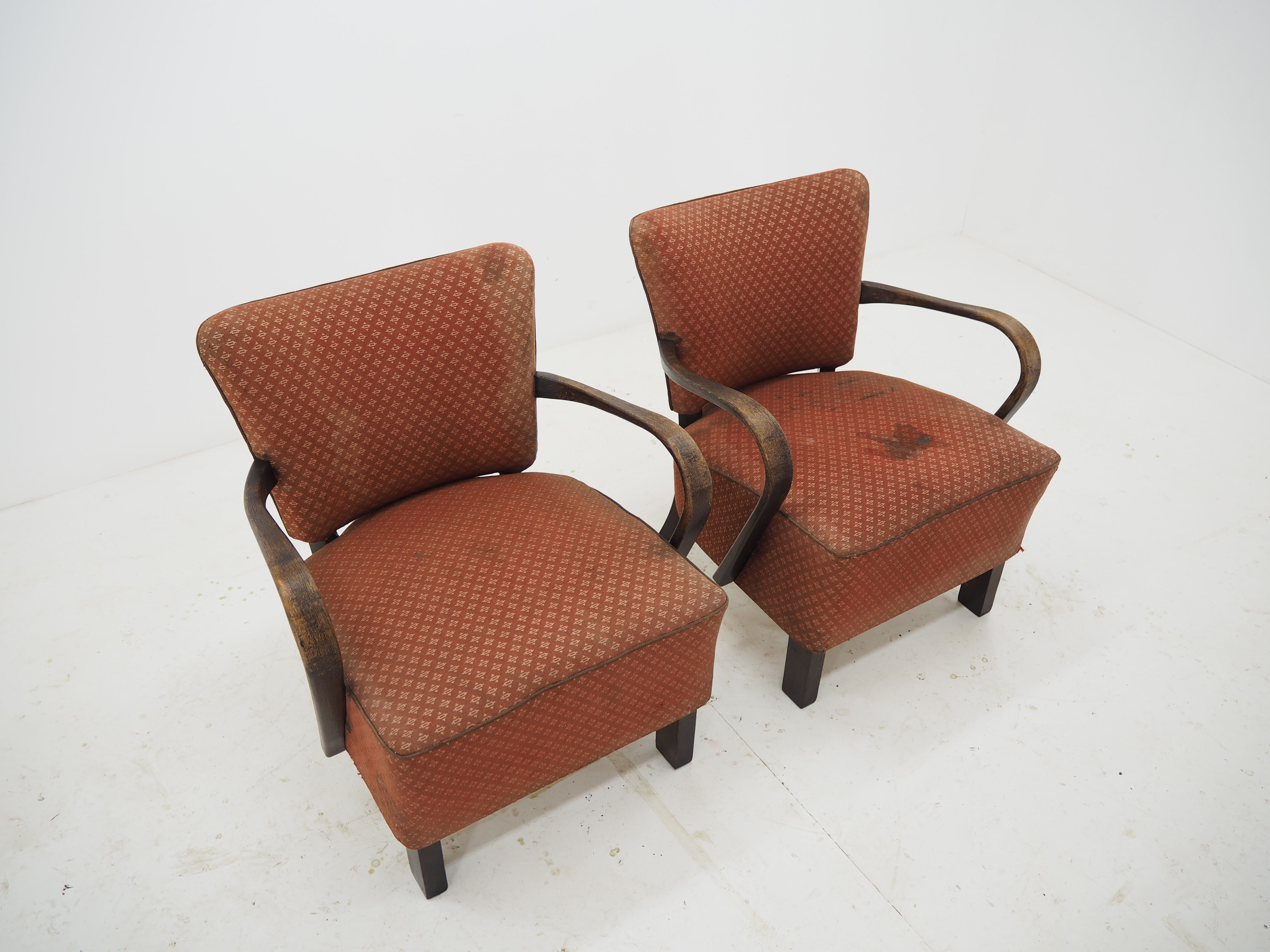 Pair of Art Deco Armchairs by Jindrich Halabala, 1930s