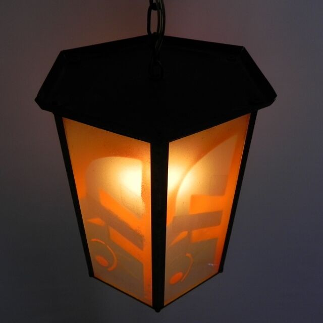 Art Deco hanging lamp with 6 glass plates