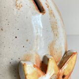Vintage enameled stoneware owl money box