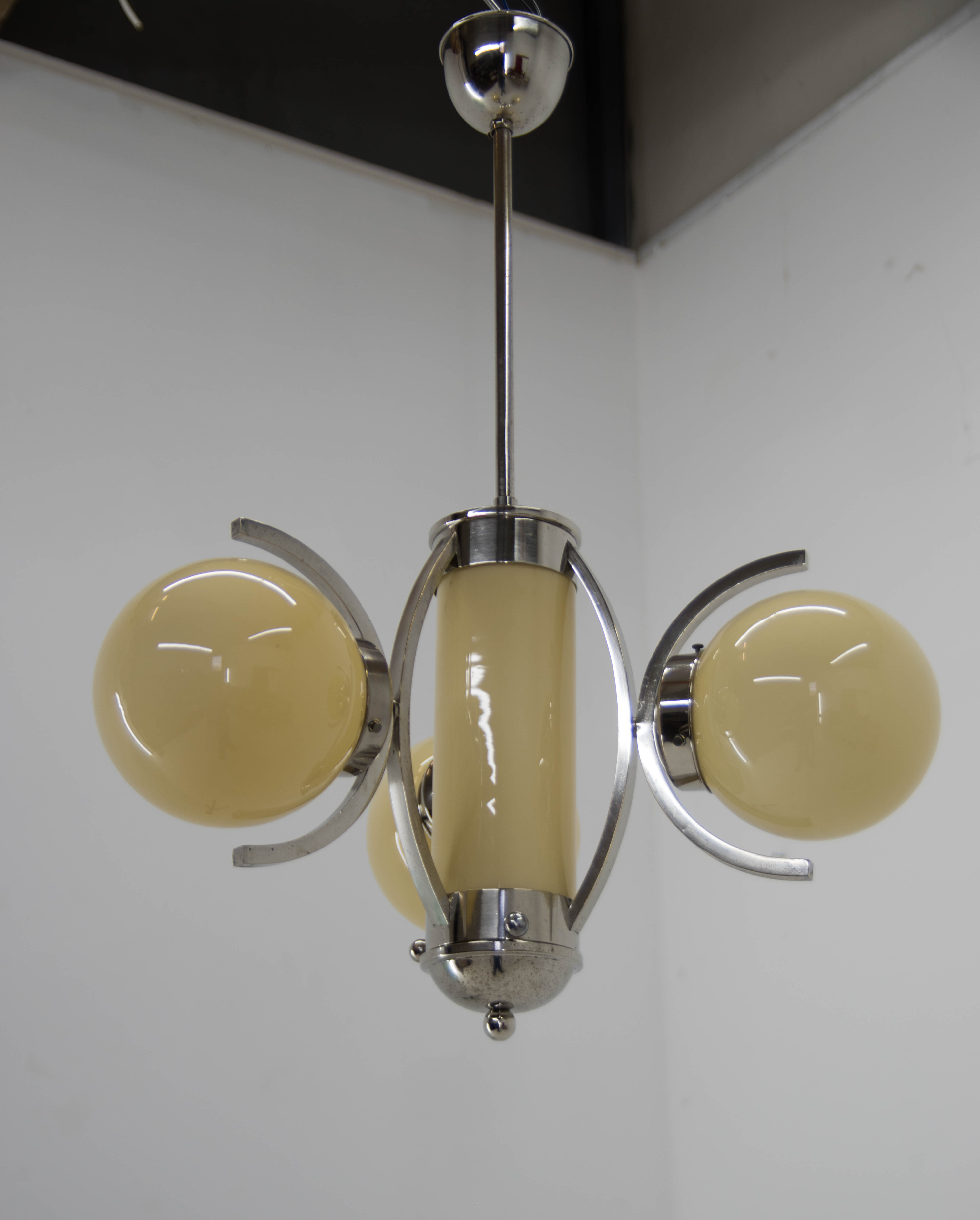 Art deco chandelier, 1930s, restored