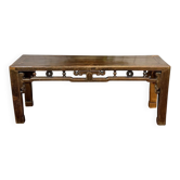 Table basse chinoise en teck et orme des années 80