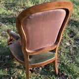 Louis Philippe green velvet and wood armchair