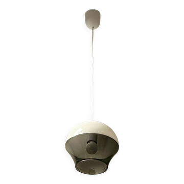Lampe OVNI de l'ère spatiale des années 70 - suspension vintage en acrylique bicolore fabriquée en Italie