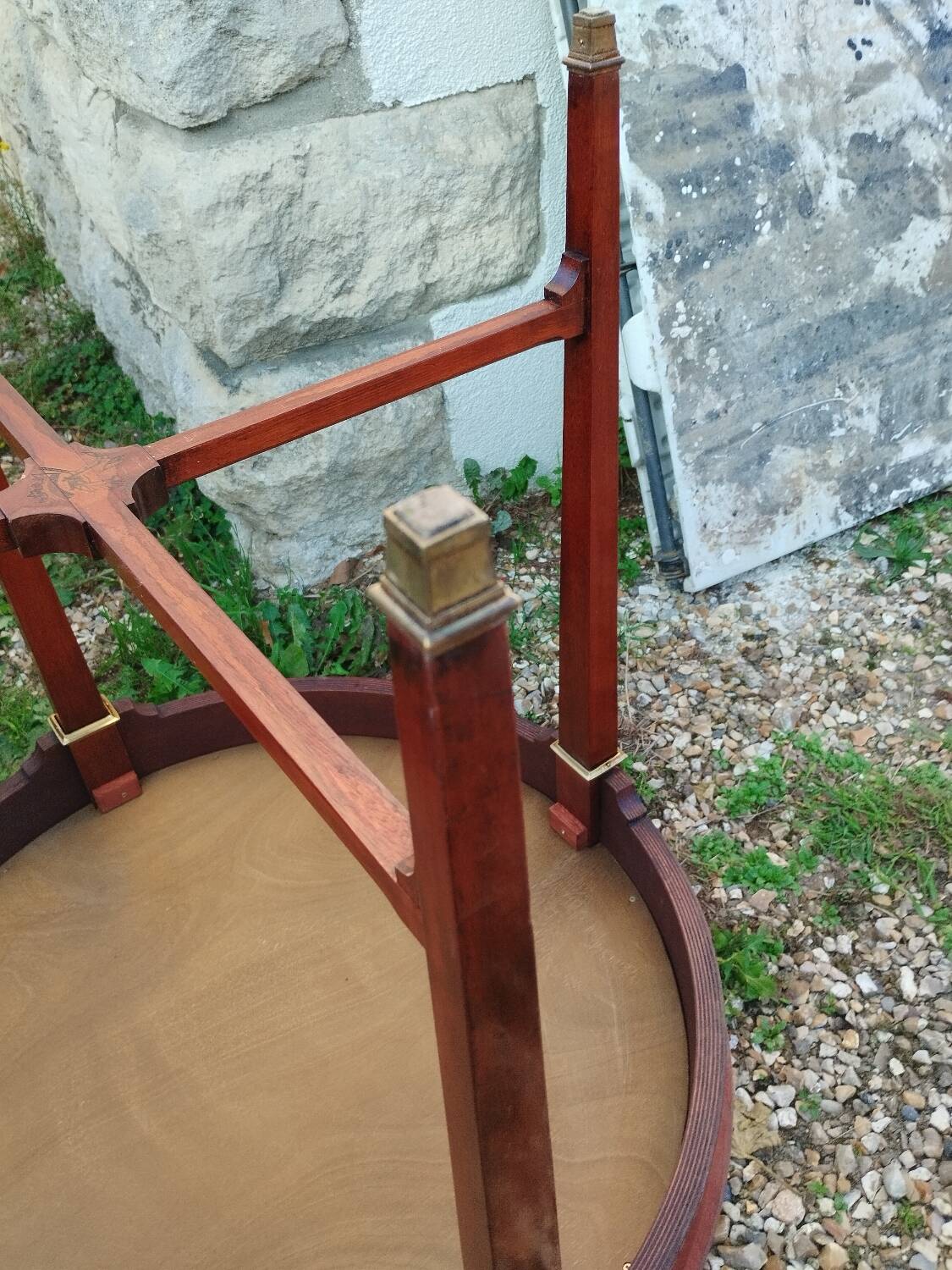 Antique Louis XVI style bouillotte table with marble top