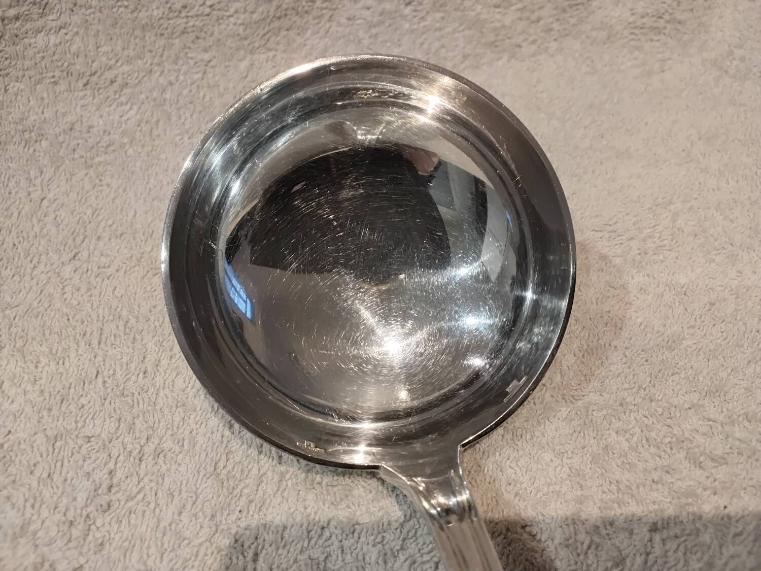 Silver-plated metal soup ladle by Christofle silversmiths, Albi pattern