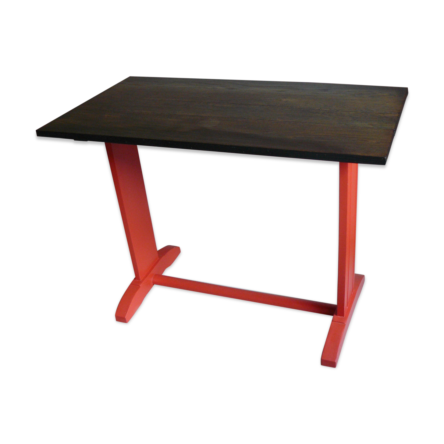 Oak, black and orange bistro table