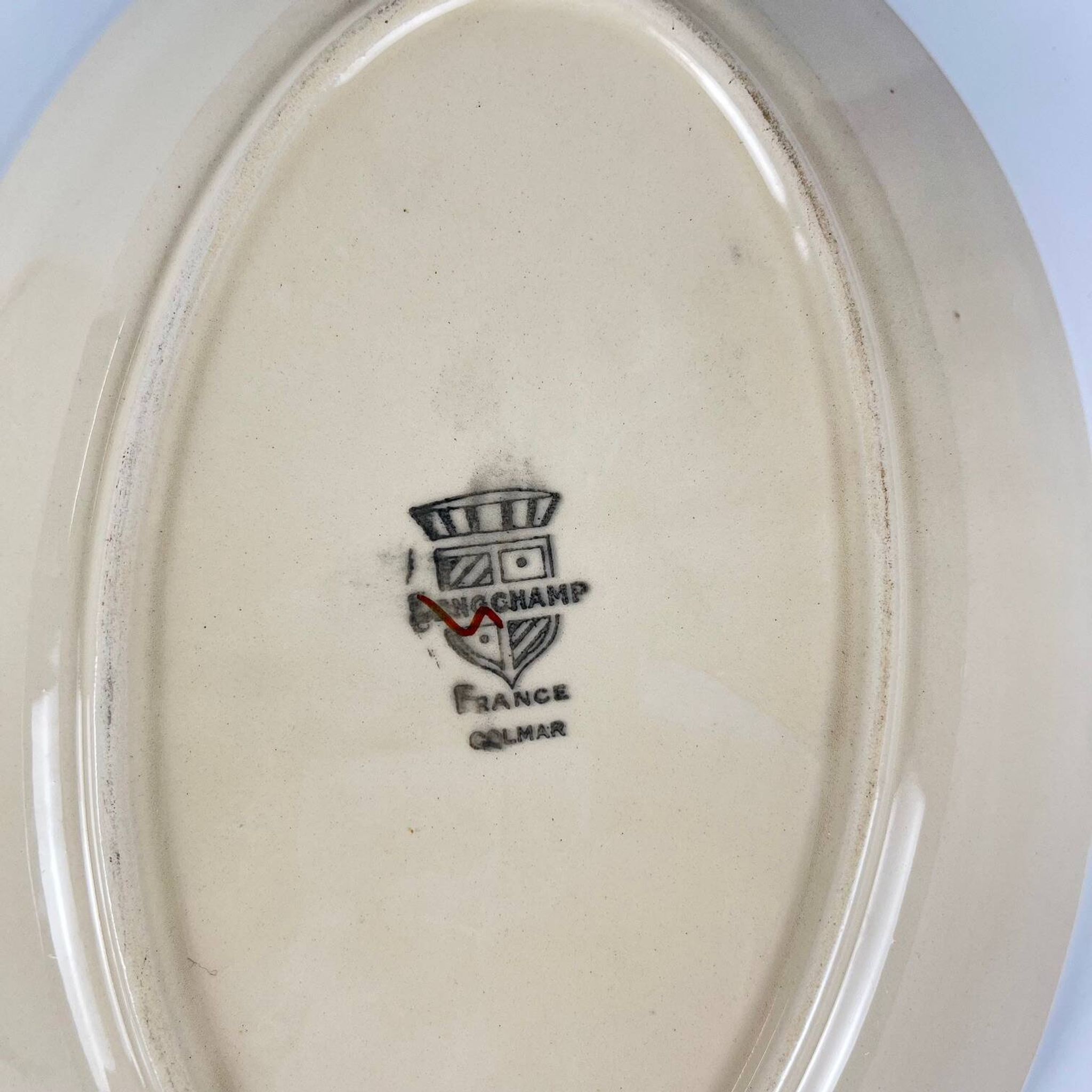 Duo de ravier Longchamp modele "Colmar", motif géométrique vers 1930