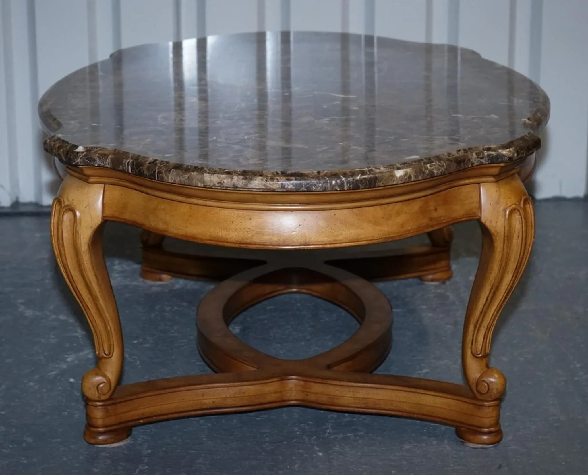 Vintage Style Coffee Table with Faux Marble Top, France