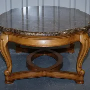 Vintage Style Coffee Table with Faux Marble Top, France