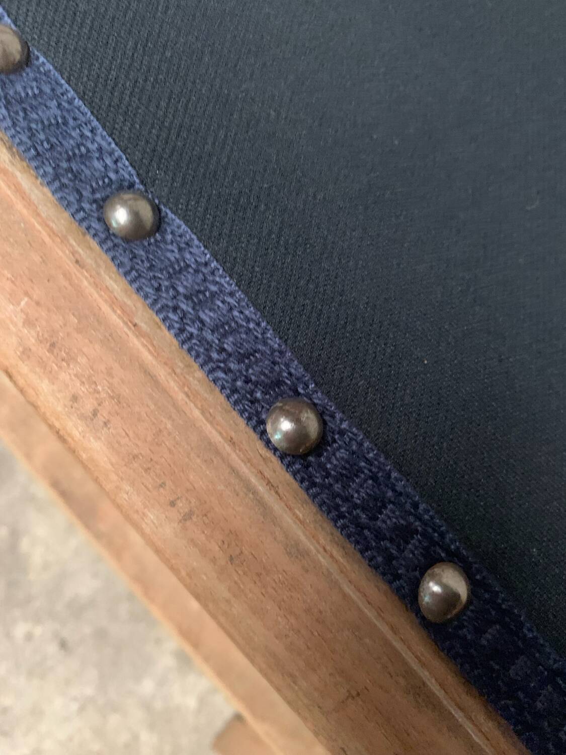 Vintage wooden and navy chair