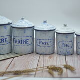 Set of 5 spice pots in enamelled sheet metal
