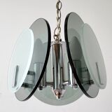 Pendant lamp vintga space age glass & chrome