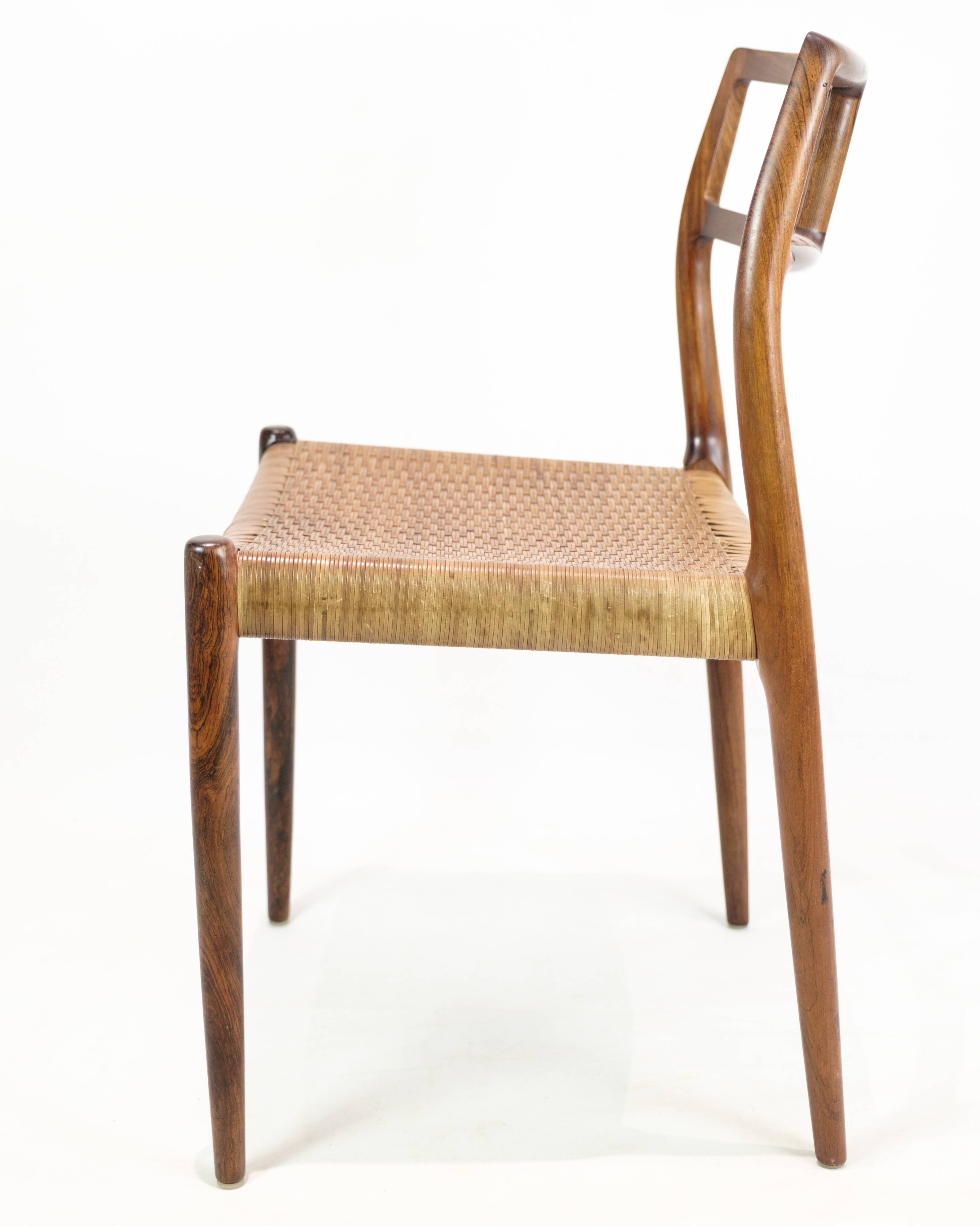Set Of Four Dining Chairs Model 79 In Rosewood By N.O Møller For JL Møller