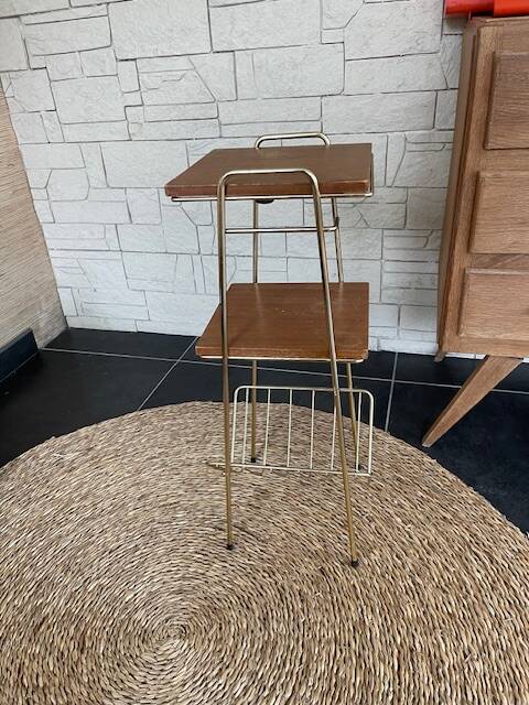 Bolster vintage magazine rack table gold metal