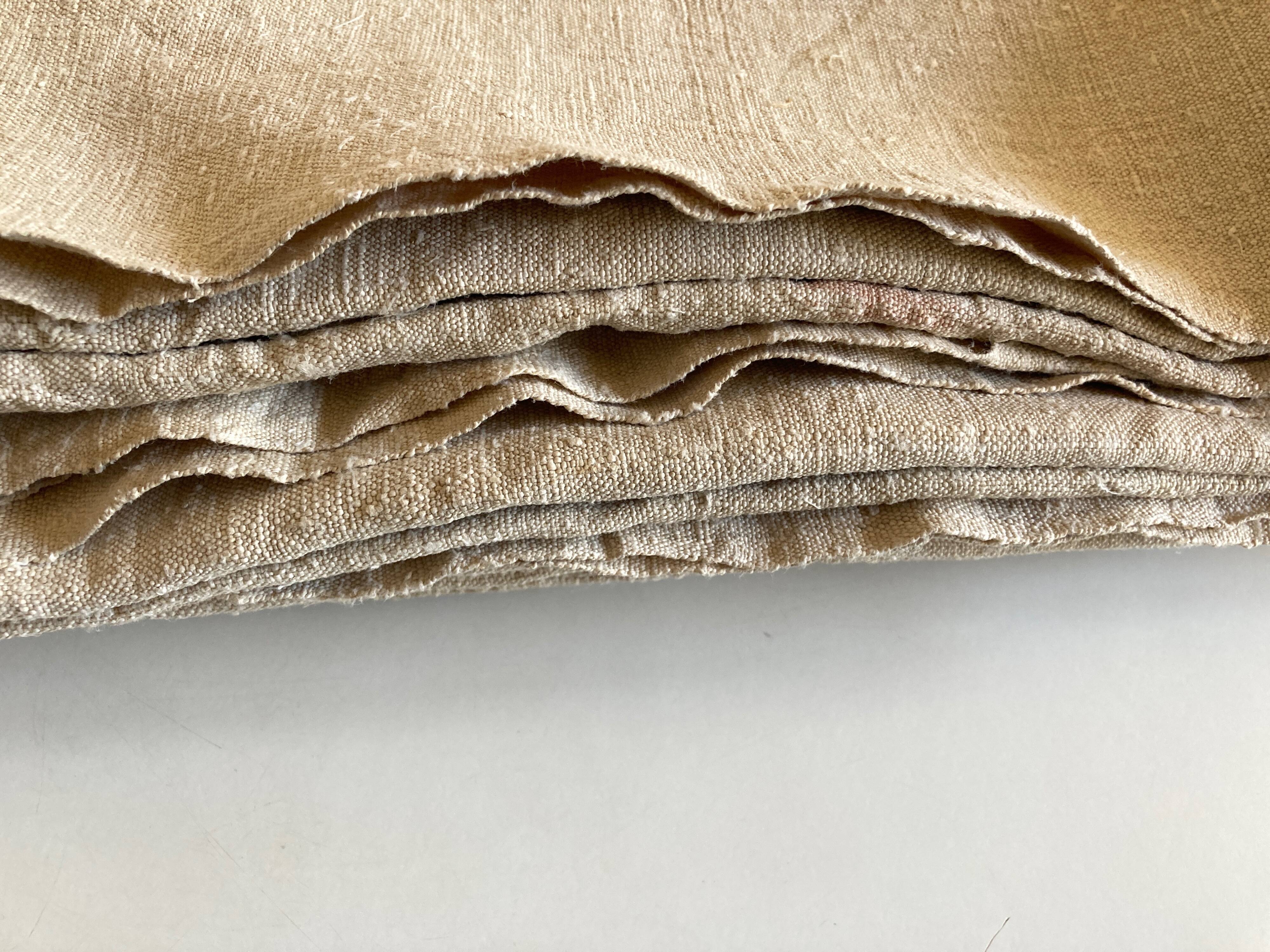 Raw hemp tablecloth 19th trousseau reserve 2m x 2m