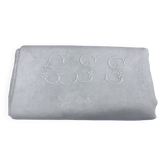 Vintage white tablecloth with lilacs, monogrammed GSS