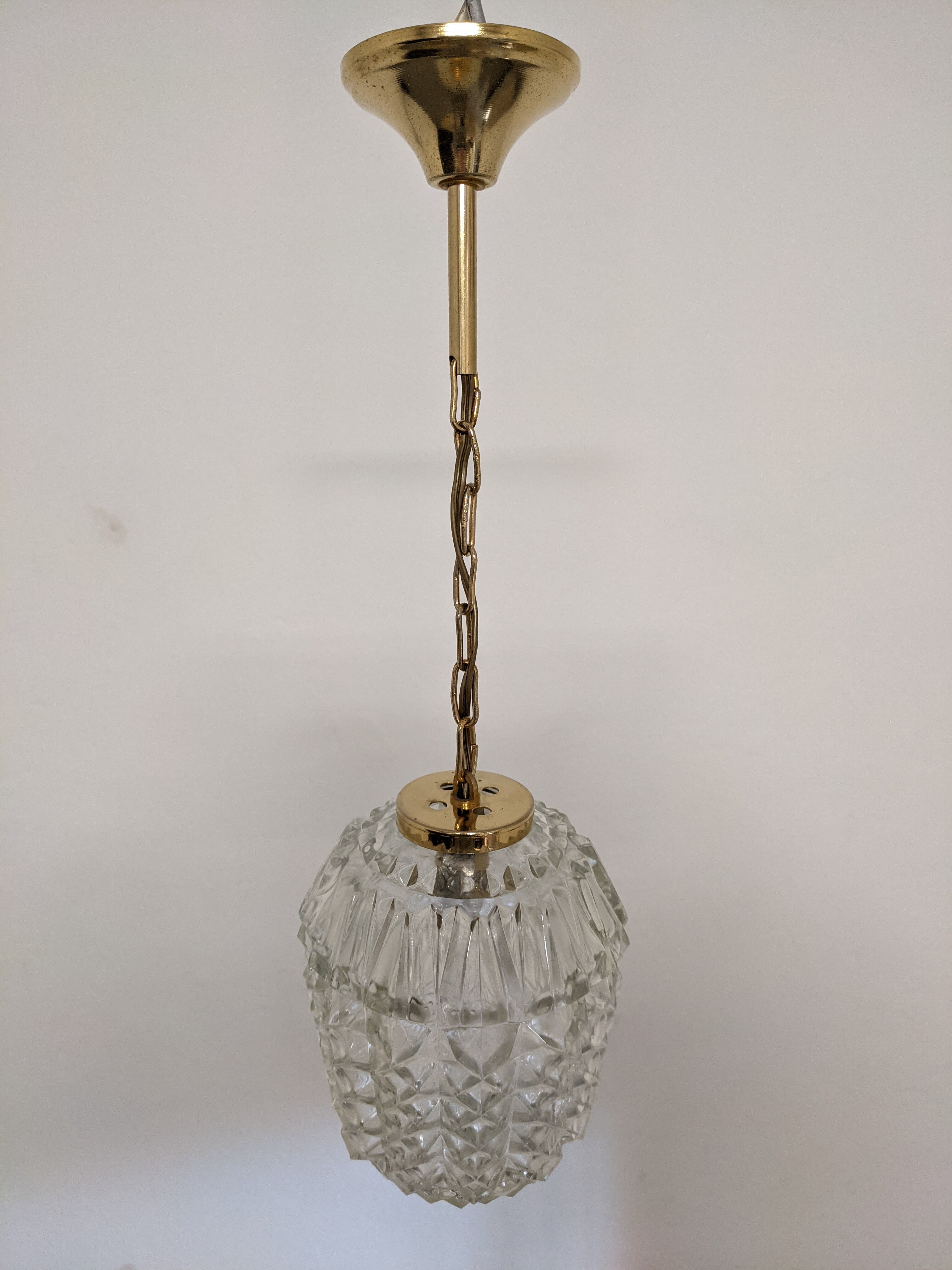 Vintage molded glass pendant lamp from the 50s/60s
