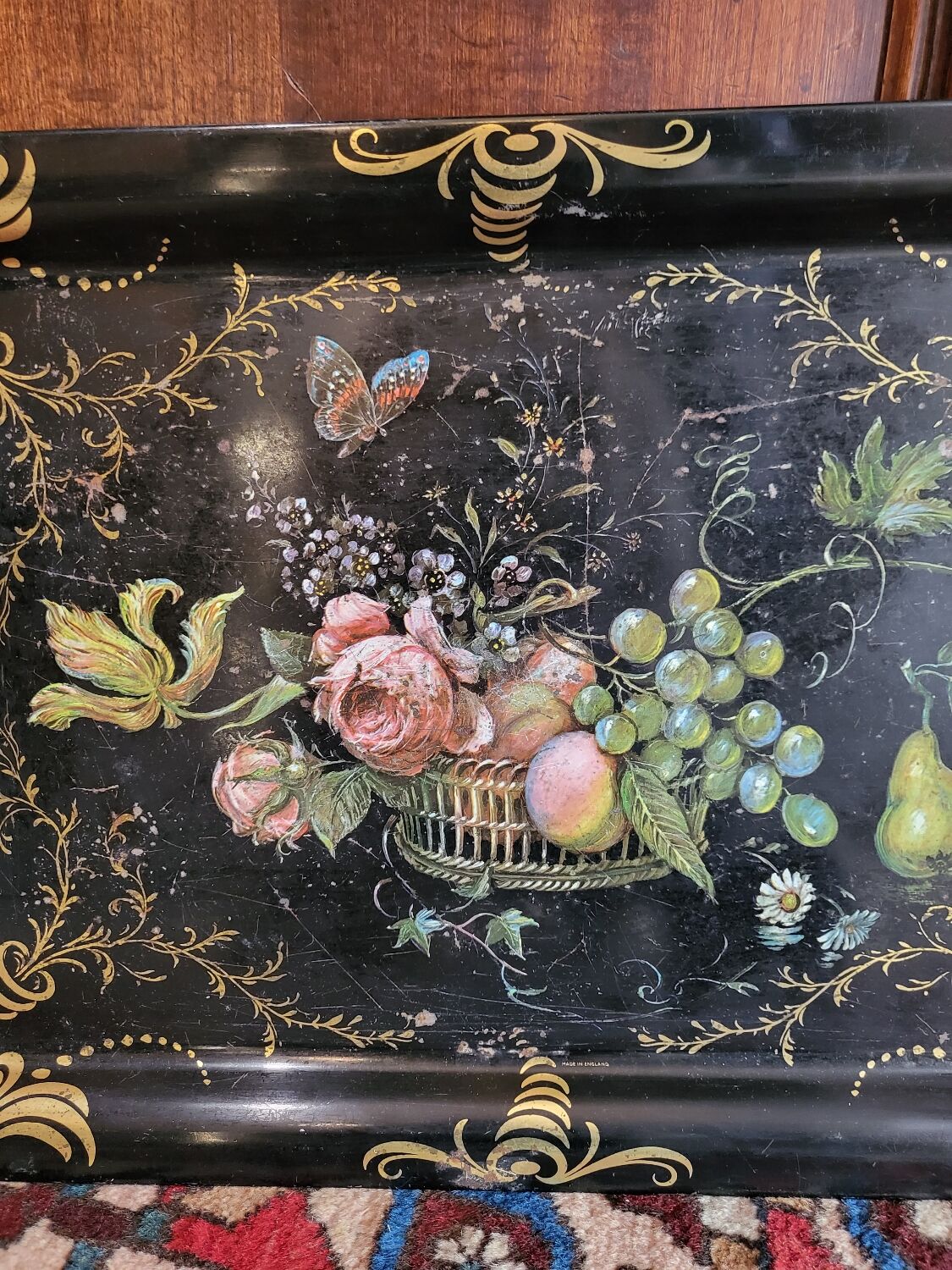 Old painted decoration tray