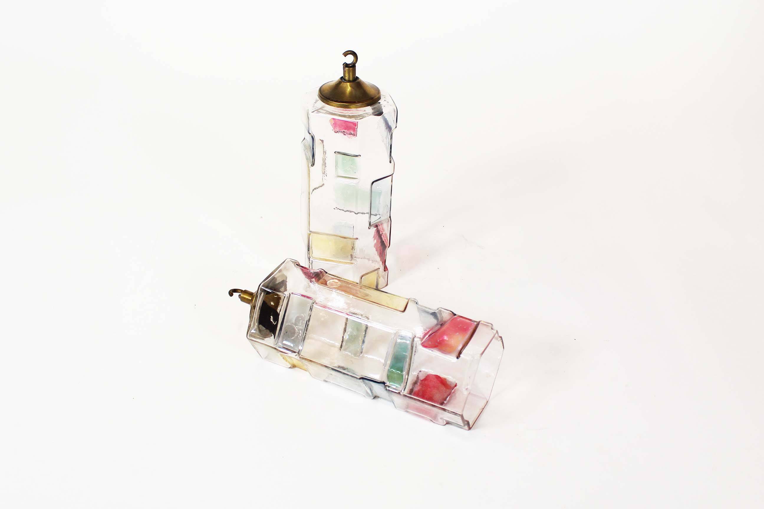 Muranoglass and brass chandelier attributed to Poliarte