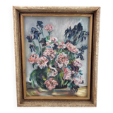 Nature morte pastel iris et oeillets