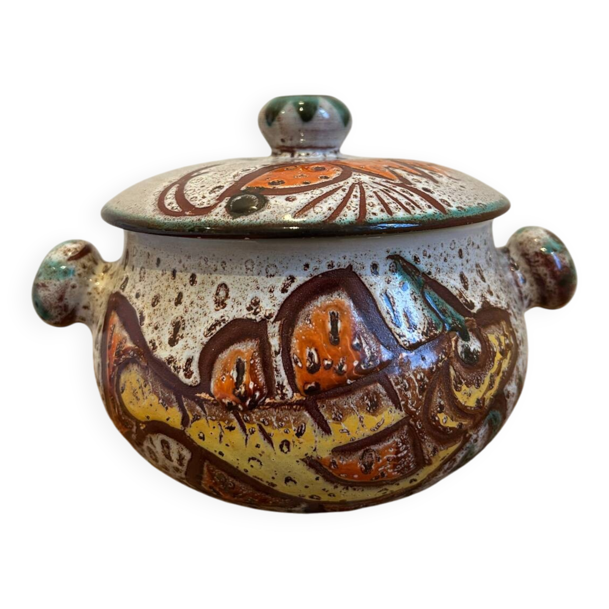 Vallauris ceramic fish-decorated tureen