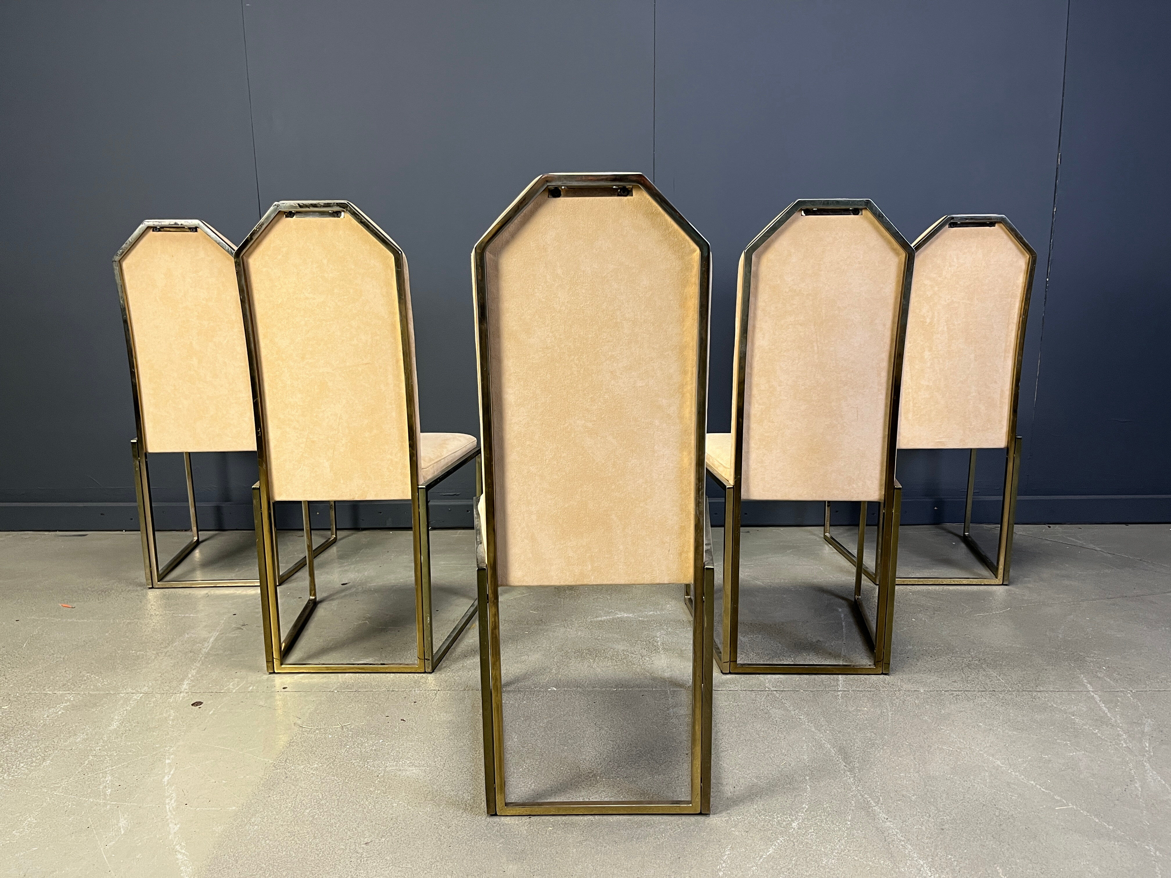Vintage brass dining chairs by Belgochrom, 1970s