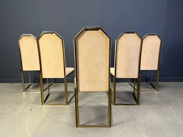 Chaises de salle à manger en laiton vintage par Belgochrom, années 1970.