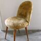 Golden moumoute chair, wooden compass feet, 60s