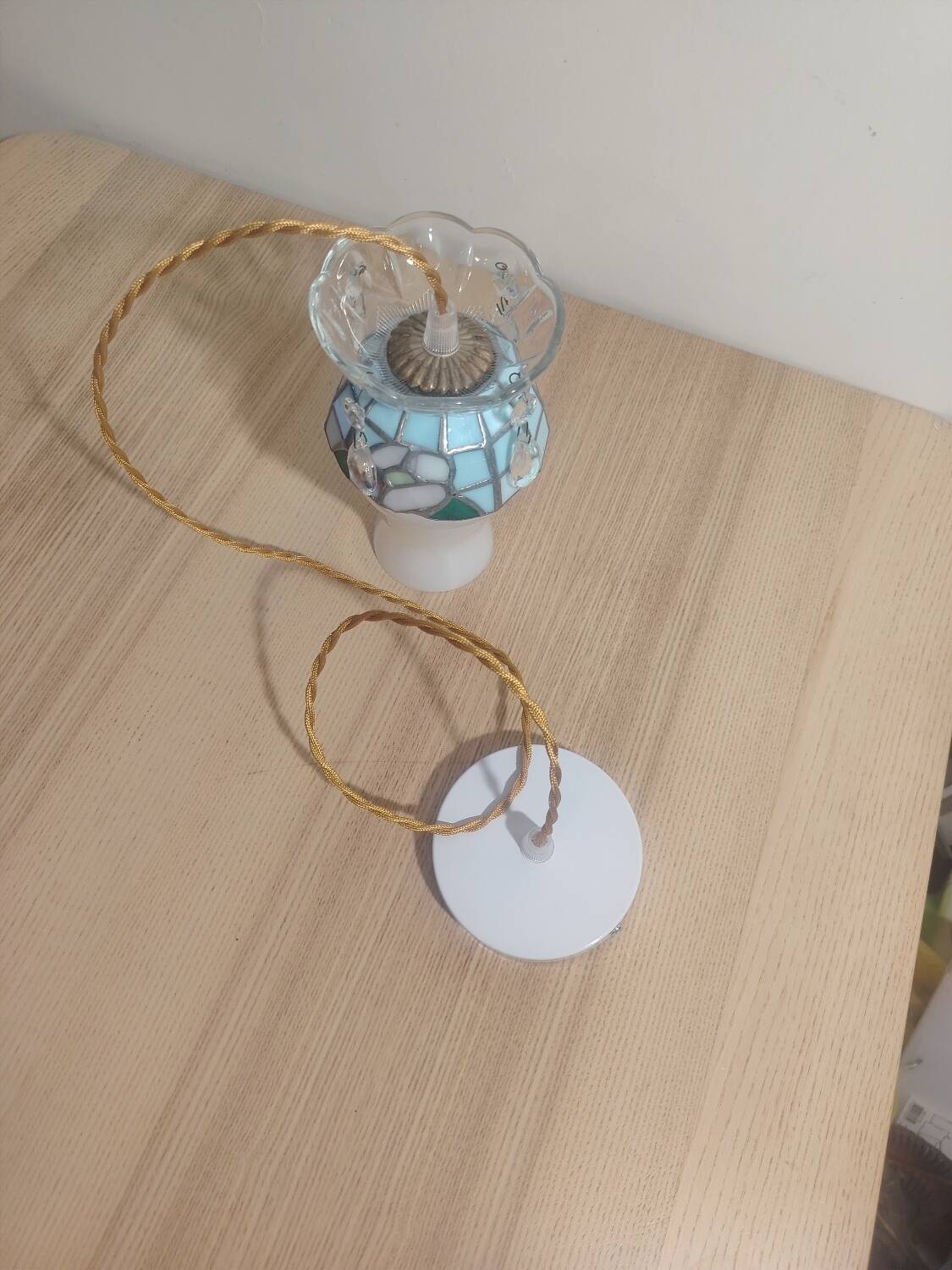 Crowned opaline stained glass and tassels