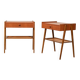 Pair of Scandinavian bedside tables in teak with Vienna cane