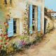 Painting “The Blue Shutters”, signed J. Gaubert – 2nd part 20th century
