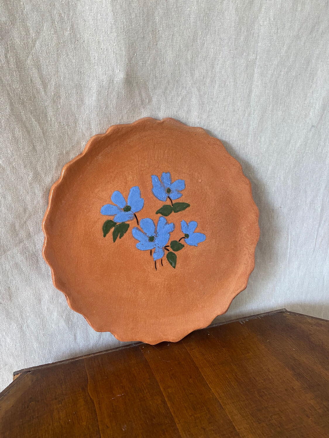 Artisanal ceramic flower plate