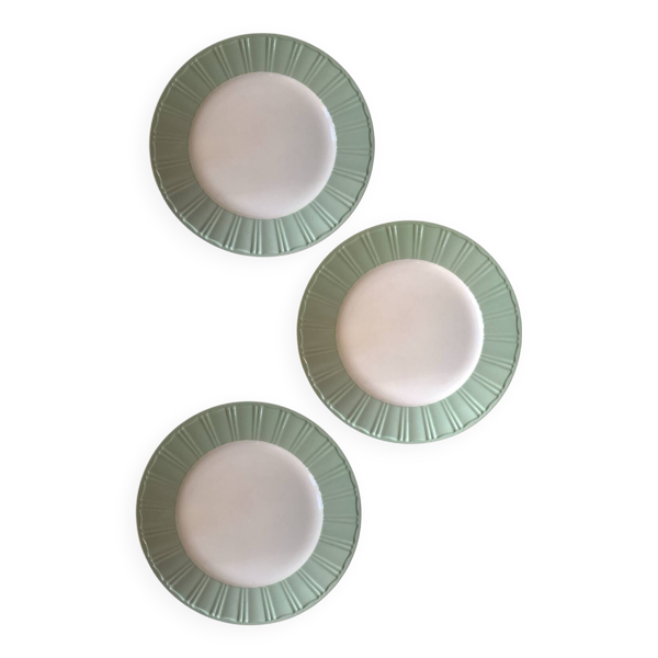 Lot de 3 assiettes plates Villeroy & Boch – vert amande & blanc