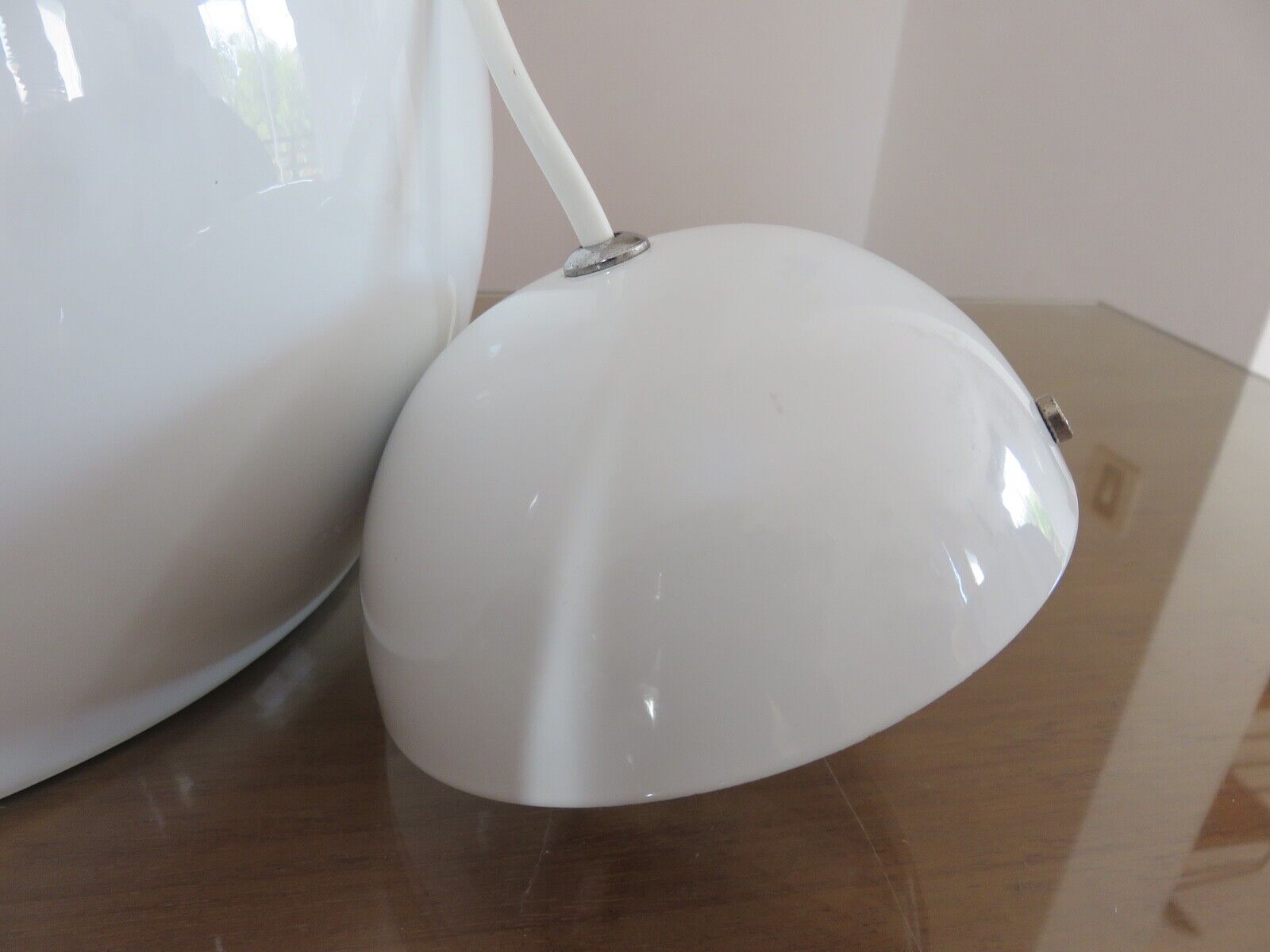 Vintage pendant lamp in white lacquered metal 80s