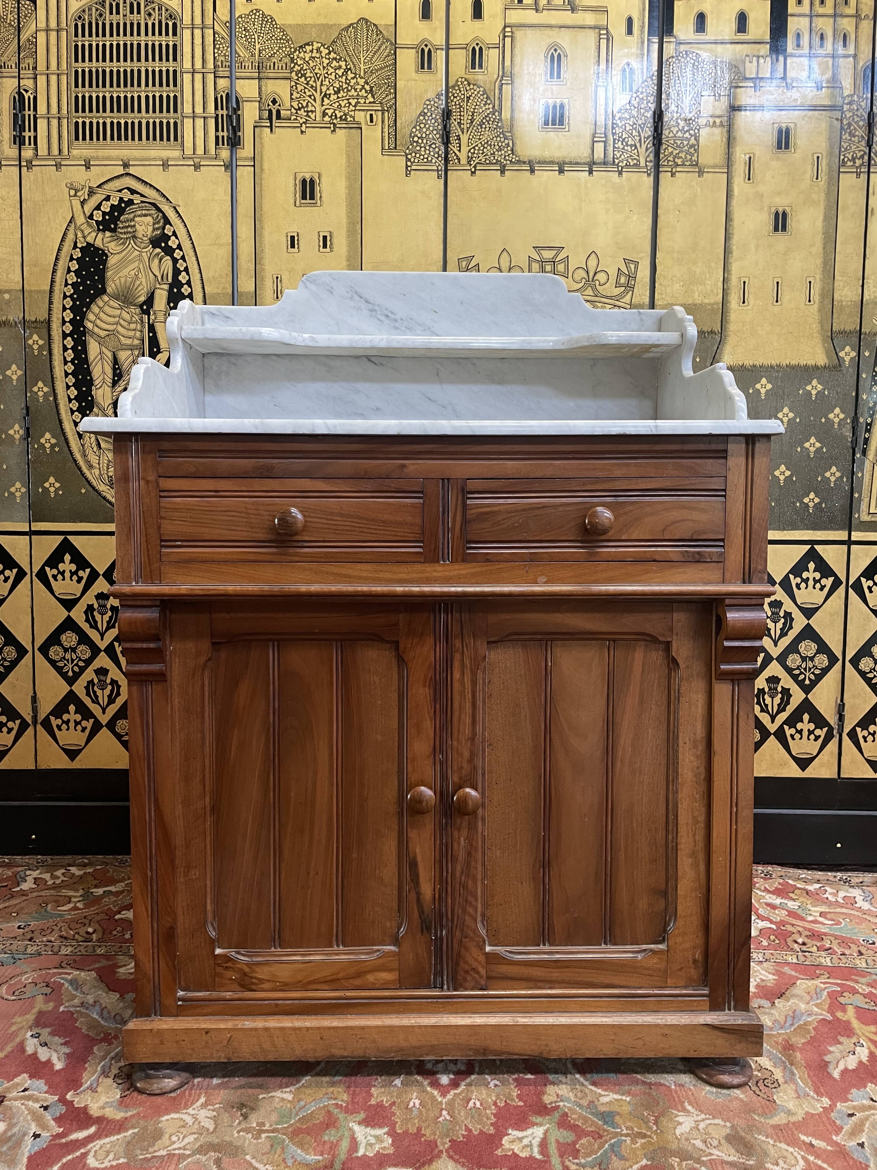 Bathroom furniture - Walnut and marble dressing table